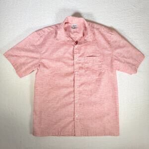 Linen Touch Mens Salmon Short Sleeve Button Down Costal Resort Wear Soft‎ Boy XL